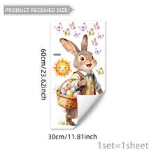 1pc Cute Rabbit Sitting On Log Window Sticker, Includes Easter Egg & Butterfly Patterns, Removable DIY Decal, Suitable For Spring Easter Bedroom, Living Room, Balcony And Shop Window Decoration - Multicolor - View 13