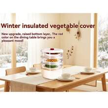 The Multi-Functional Household Thermal Food Cover Features A Multi-Layered Breathable Design And Transparent Plastic Material, Offering Both Effective Dust-Proof Protection And Practical Storage Functionality. - Beige - View 2