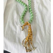 Dây chuyền hạt cườm hình hươu cao cổ nhiều đầu cách điệu mới, mặt dây chuyền hình hươu cao cổ, phụ kiện trang sức dành cho nữ, dự tiệc. - hươu cao cổ - Xem 6