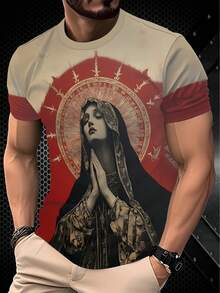 Men's Graphic Print Round Neck Casual Short Sleeve T-Shirt - Multicolor - View 3