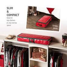 Gift Wrapping Paper Organizer Storage - 40" Gift Wrap Storage Containers With Interior Pockets For Bows Tags And Ribbons - Wrapping Paper Holder Waterproof Fits 24 Standard Rolls Red - 紅色 - 查看 3