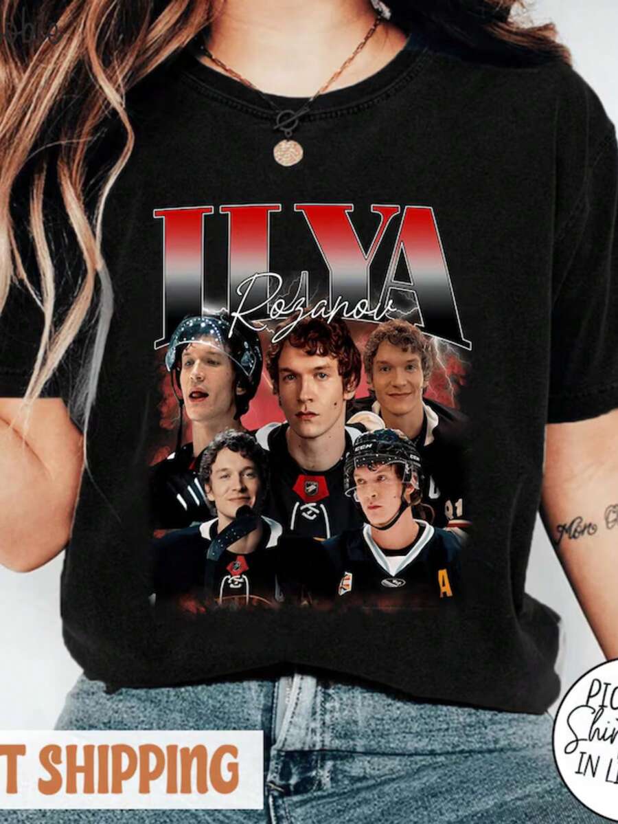 Connor Storrie Rozanov Bootleg Vintage Shirt, Rozanov Colors Tee, Heated Hockey Rivalry Shirt - Black - View 1