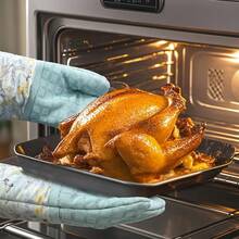 Silicone Printing Oven Mitts Heat Resistant To 500 Degree,Yarm-Dyed Oven Gloves With Animal Design Non-Slip For Kitchen CooFKing Barbecue BaFKing And Machine Washable. (Light Blue Mitts),LightBlueMit - 淺藍色手套 - 查看 5
