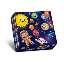 70 piezas Rompecabezas grande de sistema solar con planetas redondos, adecuado para niños de 4 a 6 años, exploración de planetas, juguete educativo como regalo para niños y niñas de 3 a 8 años - Azul - Ver 9