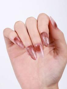 1片情人节半固化凝胶美甲贴，粉色渐变爱心闪粉UV凝胶美甲贴纸，适合女性约会、派对和居家DIY。 - 粉色 - 查看 3