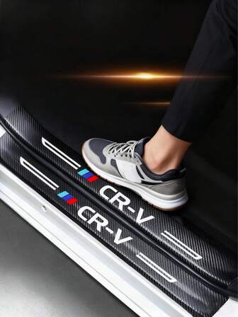 4pcs CR-V Car Door Sill PU Leather Sticker Accessories
