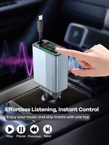 REMAX 藍牙車用充電器，配備 RGB 燈光與 29 英吋可伸縮線纜，支援 PD 30W 快充，藍牙 5.3，支援免手持通話/音樂播放，自動重新連接，Type-C 介面，相容 Apple/Android 手機，汽車配件，汽車用品，旅行必備 - C77 - 查看 9