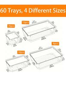 25/44pcs Clear Plastic Drawer Organizer Set, Desk Drawer Divider Organizers, Storage Bins For Makeup, Jewelry And Sundries, Home Accessories, Makeup Organizer - 無色 - 查看 13