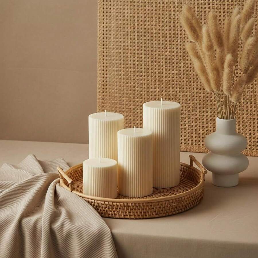 Nến trụ sáp đậu nành có vân sọc - Lõi bông trắng hiện đại, thích hợp cho đám cưới, spa, nhà thờ và nhà ở - Là món quà lý tưởng cho bạn thân và phụ nữ, cũng thích hợp để trang trí phòng ngủ và nhà cửa, quà tặng Ngày Valentine, quà tặng Năm mới. - trắng - Xem 1
