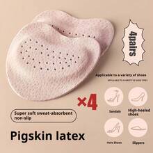 8 Pairs Beige/Black Sandals Forefoot Pads, High Heels Insoles, Non-Tiring Ultra-Absorbent Anti-Slip Self-Adhesive Invisible Grip Tape, Faux Leather, Sweat-Absorbing Soft Latex, Universal Size-ASDF - 米色 4 雙 - 查看 12