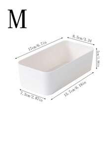 1pc White Plastic Storage Box, Drawer Organizer Set, Multi-Function Bathroom Vanity Drawer Organizer Tray, Cosmetic Storage Box, Bedroom, Kitchen Small Tools And Office Supplies Storage Box - White - View 12