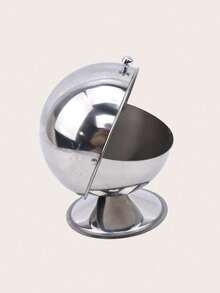 1pc Stainless Steel Sphere Shaped Airtight Spice Jar With Flip Lid, Kitchen Sugar Canister, Double-Sided Seasoning Bottle, Ideal For Storing Sugar And Candies, Kitchen Accessory, Candy Jar - Silver - View 8
