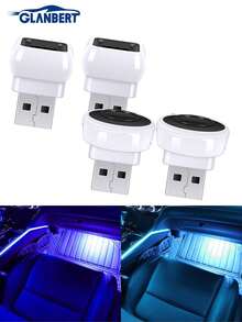 GLANBERT 2pcs Mini USB LED Car Atmosphere Lights, Plug-In USB Decorative Night Lights, Portable Car Ambient Lighting Set, Universal Car Interior Accessories Fit Most Vehicles - A - View 1