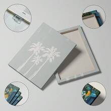 1pc Boho Beach Theme Wall Art, Summer Palm Tree Print Canvas Painting, Coastal Scenery Poster, Tropical Decor, Suitable For Bar Cart, Living Room, Bedroom, Gift For Her, Frameless Or Framed Options - Multicolor - View 2