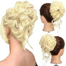 2个装合成发髻发圈，蓬松凌乱波浪卷发片，易于佩戴，打造凌乱发髻造型，百搭日常佩戴，适合女性日常、派对、万圣节、圣诞节、节日、婚礼等场合，可打造蓬松盘发、发髻、环绕式马尾辫。 - 彩色 - 查看 27