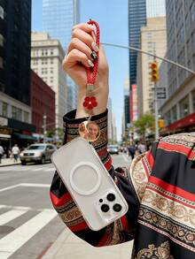 1pc Custom Photo Phone Lanyard, Creative Woven Leather Phone Strap, Floral Woven Phone Chain, Short Wrist Strap Design, Simple Yet Personalized, Suitable For Birthdays, Anniversaries, Gifts, Or Everyday Use. - Multicolor - View 3