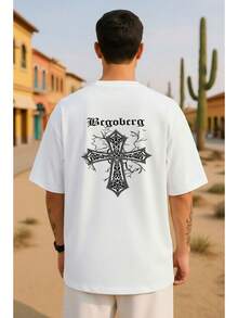 Camiseta de Manga Corta 2026 para Hombre |  % Algodón 180g |   Estampado Cruz Decorativa Mexicana Bcgoberg |   Playeras Oversize Moda Copa Mundial 2026  Playeras para Hombre 2026 |   Camiseta Transpirable con Estampado Cruz Estilo Mexicano |   Moda Juvenil Deportiva Oversize para Exterior - Blanco - Ver 7