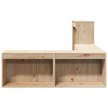 vidaXL Table de chevet avec bureau 222x107x75 cm bois de pin massif - Tabac - Voir 5