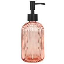 Topsky Stripe Glass Soap Dispenser With Black Plastic Pump, 400ml Liquid Hand Soap Dispenser, Rustproof Pump For Kitchen & Bathroom, Great For Lotions, Essential Oil, Liquid Soaps-Pink Orange - 條紋橙色 - 查看 1