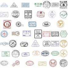 60PCS Postmark Retro Stickers Letterhead Stamp Travel Suitcase Personalized Trolley Case Guitar Graffiti PET Sticker - Multicolor - View 8