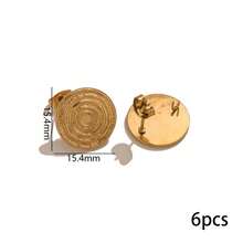 6-Piece Set Of 304 Stainless Steel 18K Gold-Plated Round Embossed Devil's Eye Polished Stud Earring Findings Women's Stainless Steel Jewelry Stud Earrings DIY Jewelry Accessories Stud Earrings