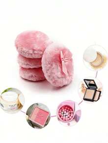 1Pc LiRong Powder Puff Talcum Powder Puff Long Fluff Sponge Powder Puff Dense Powder Set Makeup Replacement Powder Puff Pink Ribbon Powder Puff, Bow Puff, Powder Puff, Beauty Tools