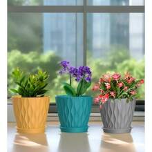 Inch Plant Pots 5 Pack, Flower Planters With Drainage Holes And Trays, Plastic Pots Indoor Outdoor Plants, White - 彩色 + 6英寸 - 查看 5