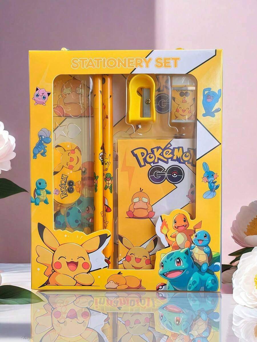 6/8/12/14pcs Pokemon Cartoon Stationery Set, Suitable For Classroom Rewards, Back To School Gifts