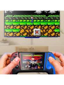 Christmas Decoration  Portable Retro Video Handheld Games Console 3.5-Inch Joystick Console Built-In 500 Game Wireless Controller Gaming Stick Rechargeable Connected Tv - 紅藍 - 查看 6