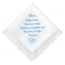 Wedding Handkerchiefs Something Blue For Bride, Mother Of The Bride Gifts Embroidered Lace Keepsake Bridal Hankies - Mẹ của cô dâu - Xem 1
