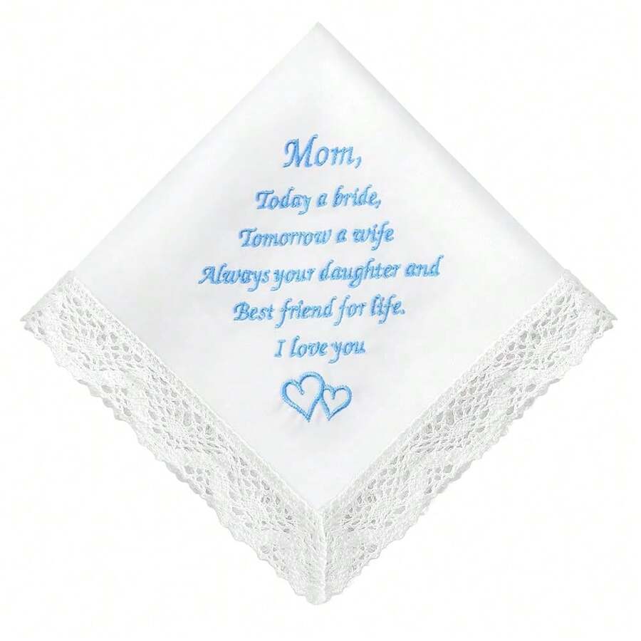 Wedding Handkerchiefs Something Blue For Bride, Mother Of The Bride Gifts Embroidered Lace Keepsake Bridal Hankies - Mẹ của cô dâu - Xem 1