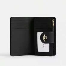Coach Corner Zip Wallet In Signature Canvas Wallet And Purse For Women,Valentine's Gift For Her - nâu đen - Xem 4