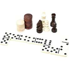 Juegos Clásicos 3 en 1, Ajedrez, Damas y Dominó, en Caja de Cartón, para 2-4 Jugadores, Edad Recomendada 96 meses - 144 meses,37628801 - Marrón - Ver 2