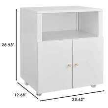 Techigher Metal Printer Stand, Printer Cabinet With Storage, Mobile Printer Table With Wheels & 2 Door, Metal File Cabinet For Home Office Small Spaces - White -4 Compartment - View 6