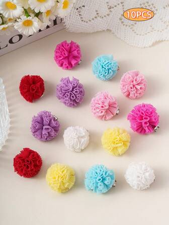Set de 10 piezas de pasadores de pelo con bolas de colores aleatorios en estilo minimalista y elegante, accesorios de pelo lindos adecuados para uso diario casual