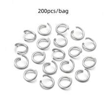 200pcs Stainless Steel Open Jump Rings, Necklace & Bracelet Connector Rings, Handmade Craft Rings, Beaded Bracelet Linking Rings, DIY Jewelry Making Findings - Single-loop Opening - View 18