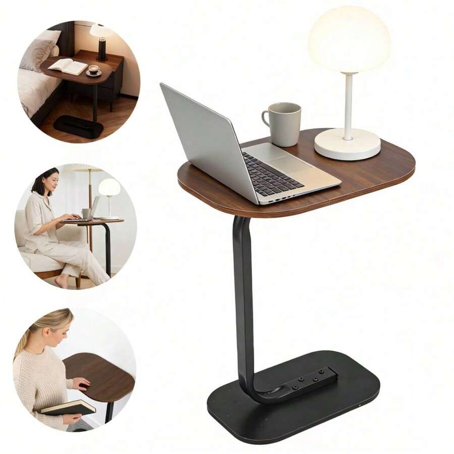 Mesa Auxiliar En Forma Mesa De Centro Modernas, Mesa Auxiliar De Acero Inoxidable Para Sala Y Recámara, Mesita De Noche Para Espacios, Alto 60 Cm - Granate - Ver 1