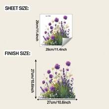 一款薰衣草和白色雏菊图案的窗贴，DIY可移除自粘纸，适合装饰卧室、客厅、阳台和商店橱窗。 - 彩色 - 查看 3