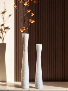1个现代塑料花瓶,欧式风格,白色,大号,可作花瓶、复古花瓶、创意花瓶、落地式大花瓶、水培花瓶、塑料花瓶中心装饰、大型塑料花瓶、婚礼花瓶,适用于干花装饰、家居装饰、餐厅/餐桌装饰、婚礼/派对装饰 - 彩色 - 查看 6