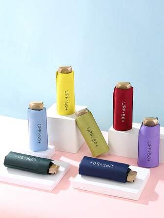 1 st bärbart hopfällbart paraply, UV-skydd, lätt manuellt 5-vikbart miniparaply, regn- och solskydd, kompakt för kvinnor, svart/vitt/rosa finns, lämplig som alla hjärtans dag-present, tillbaka till skolan