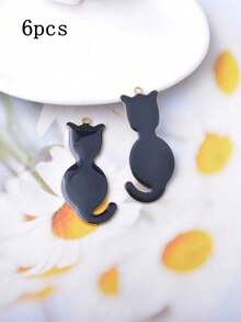 6pcs Cute Cat Charms, Double-Sided Enamel Pendant For Necklace, Earrings, DIY Jewelry Making - Cat - View 18