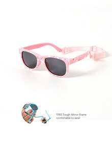 2026新款0-1岁宝宝防滑防摔可爱印花椭圆形镜框太阳镜，时尚休闲度假拍照道具TPEE软框舒适婴儿太阳镜 - 印花嬰兒款 - 查看 16