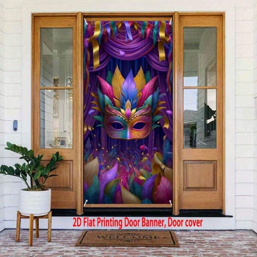 Banner de ușă 2D, husă de ușă pentru carnaval, decor vibrant pentru petrecere mexicană, design floral și cu pălărie de paie, diverse dimensiuni din care puteți alege și diverse scene din care puteți alege. - Multicolor - Vizualizare 1