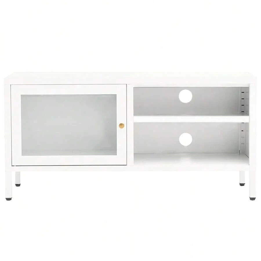 vidaXL Mobile TV Bianco 90x30x44 cm Acciaio e vetro - Bianco - Visualizzare 1