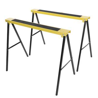 2Pcs Folding Heavy Duty Steel Sawhorse Portable Saw Horse Non Slip Trestle Stands Work Support