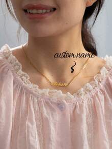 1pc Personalized Name Necklace, Custom Name Butterfly Pendant, Minimalist Name Star Necklace, Stainless Steel Text Pendant, Elegant Gift For Girlfriend, Mother's Day, Valentine's Day, Anniversary - Multicolor - View 10