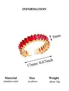 Anel ajustável de luxo em aço inoxidável com zircônias coloridas (1 peça), modelo arco-íris, banhado a ouro 18K e resistente ao desbotamento. Ideal para férias, casamentos, festas, uso diário, aniversários e outras ocasiões. - anel de aço inoxidável - Ver 22