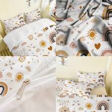 Healing Sun, Moon & Cloud Bedding Set (1 Duvet Cover + 2 Pillow Shams), Soft Muted Tone Girly Duvet Cover - Multicolor - View 10