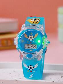 1 件/套可爱 3D 翼足球图案硅胶数字手表，适合生日礼物、万圣节礼物 - 藍色 - 查看 3