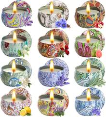 Scented Candles Gift Set 12 Pack Natural Soy Wax Aromatherapy Candles Assorted Fragrances For Home Decor Relaxation Birthday Christmas Present 2.5 Ounce - nhiều mùi hương - Xem 2